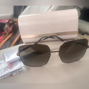 NEW Jimmy Choo Leopard Chocolate detailed Sunglasses with Case